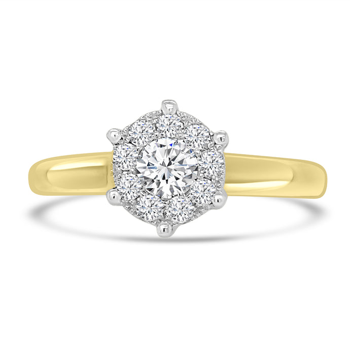 18ct Yellow Gold Round Illusion Solitaire Ring 0.41ct
