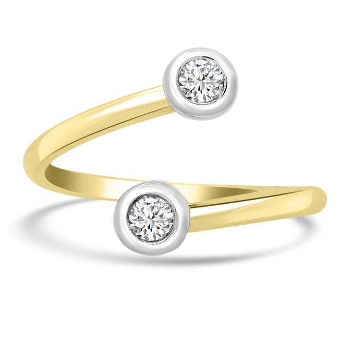 18ct Yellow Gold Duo 0.12ct Diamond Spiral Torque Ring