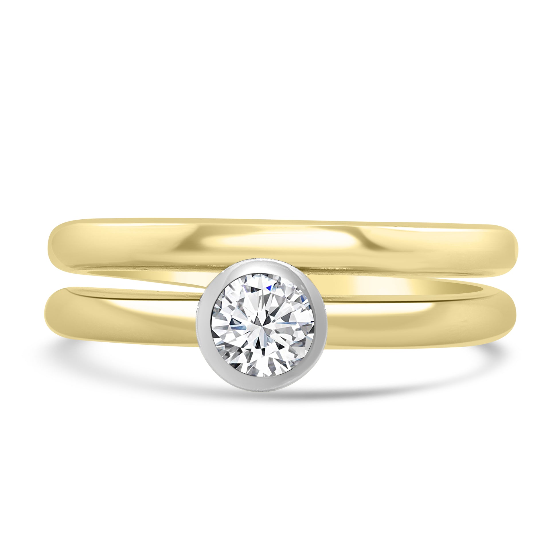 18ct Yellow Gold Solitaire 0.21ct Diamond Split Band Ring
