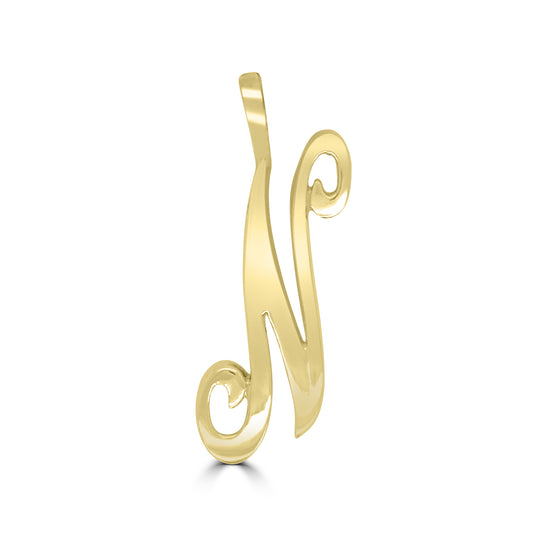 9ct Yellow Gold Scrolled Letter "N"