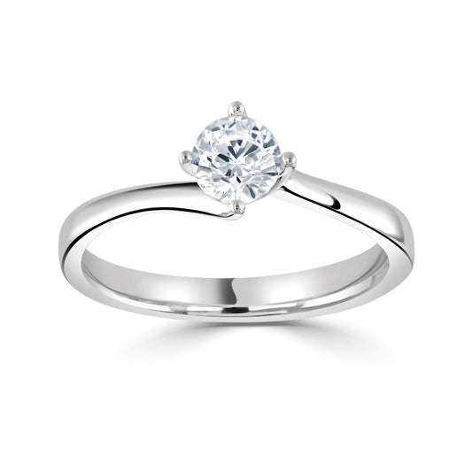 Platinum Brilliant Round Diamond Solitaire Twist Band Ring, 0.30ct