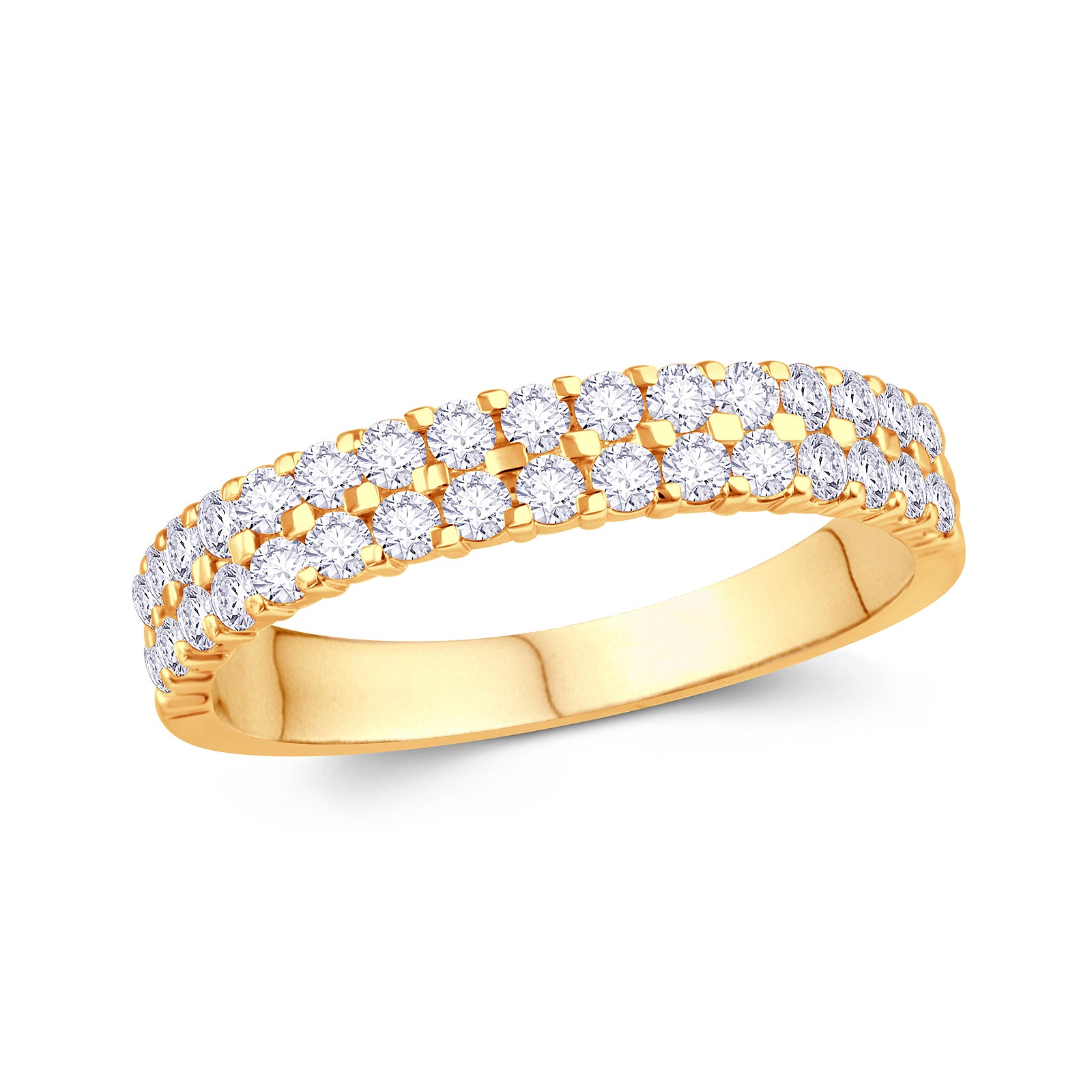18ct Yellow Gold Double Row 3.5mm Brilliant Round Cut Diamond Ring 0.50ct Media 3 of 3