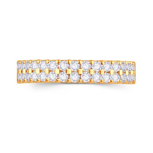 18ct Yellow Gold Double Row 3.5mm Brilliant Round Cut Diamond Ring 0.50ct Media 1 of 3