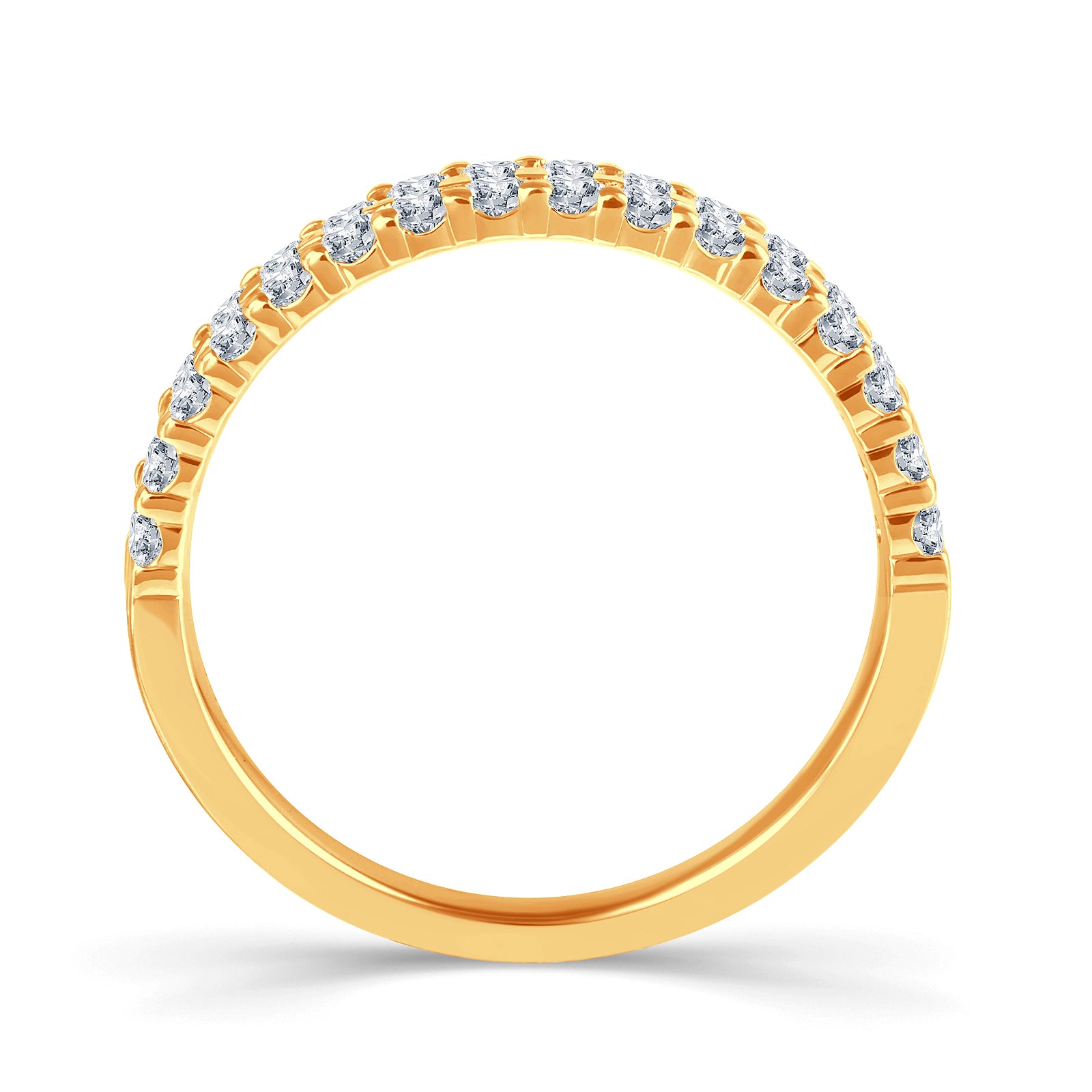 18ct Yellow Gold Double Row 3.5mm Brilliant Round Cut Diamond Ring 0.50ct Media 2 of 3