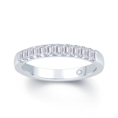 18ct White Gold Emerald Claw Set 3mm Diamond Ring 0.75ct