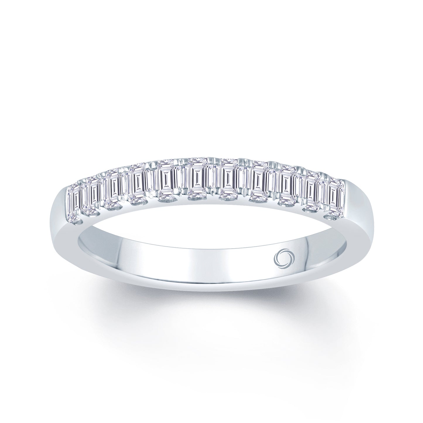 18ct White Gold Emerald Claw Set 3mm Diamond Ring 0.75ct