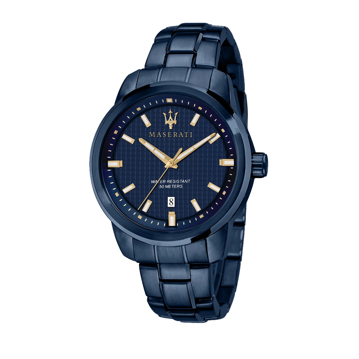 Maserati 44mm Successo Blue Edition Date Dial Link Watch