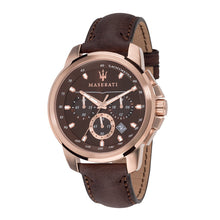 Load image into Gallery viewer, Maserati 44mm Successo Brown and Gold Chronograph Men&#39;s watch Front view
