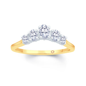 18ct Yellow Gold Graduating Oval Diamond Wedding Ring 0.45ct