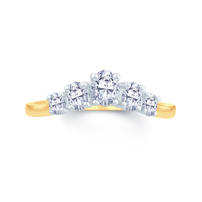 18ct Yellow Gold Graduating Oval Diamond Wedding Ring 0.45ct
