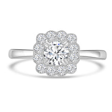 Load image into Gallery viewer, Platinum Round Brilliant Bead Cushion Halo 0.63ct