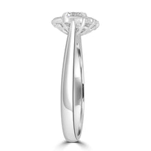 Load image into Gallery viewer, Platinum Round Brilliant Bead Cushion Halo 0.63ct Side View