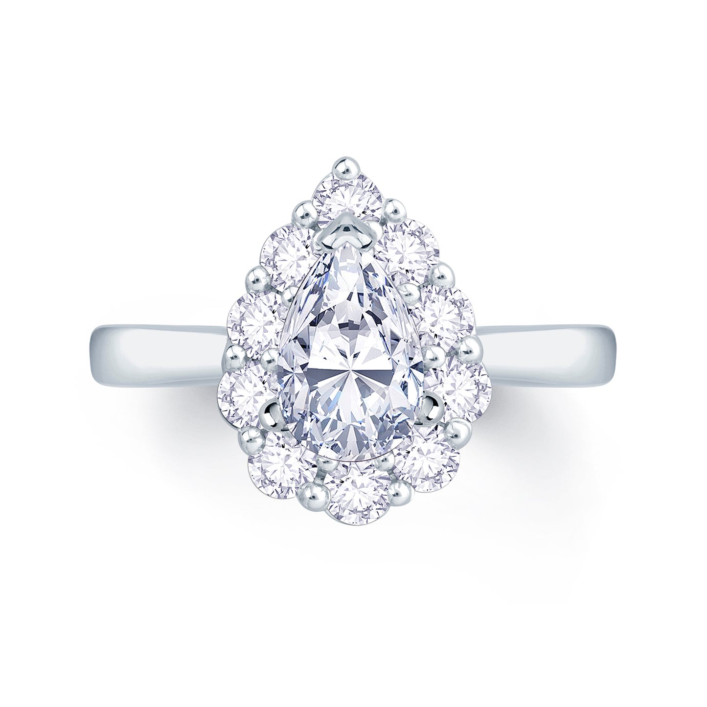 Platinum Pear & Halo Diamond Ring 0.87ct