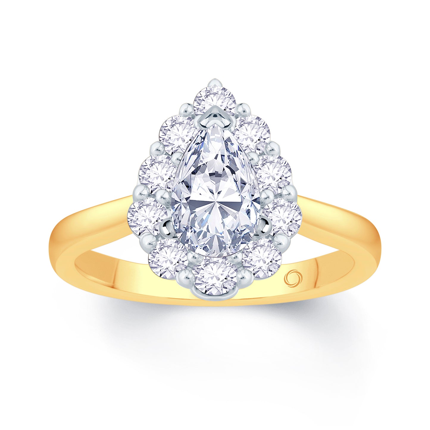18ct Yellow Gold Pear & Halo Diamond Ring 0.85ct