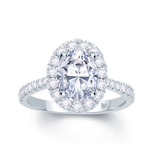 Load image into Gallery viewer, Laboratory Grown Diamond Oval &amp; Halo with Shoulder Set Platinum Band 2.09ct