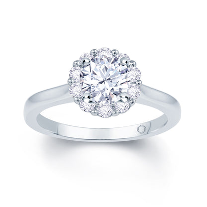 Platinum Brilliant Round & Halo Diamond Ring, 0.74ct