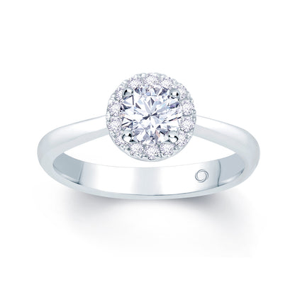 Platinum Brilliant Round & Halo Diamond Ring, 0.60ct