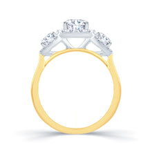 Load image into Gallery viewer, 18ct Yellow Gold Round &amp; Pear Three Stone Diamond Ring 0.85ct