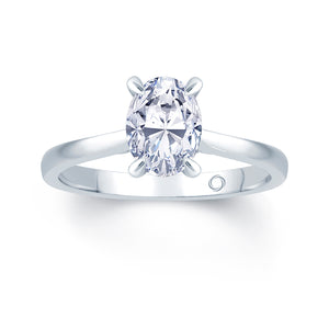 Platinum Solitaire Oval & Diamond Detail Ring 0.80ct