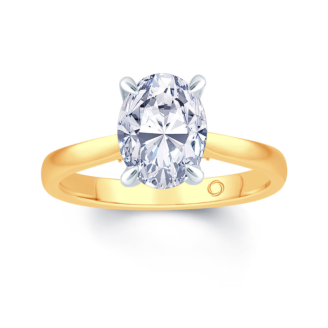 18ct Yellow Gold Solitaire Oval & Detailed Diamond Ring 1.00ct
