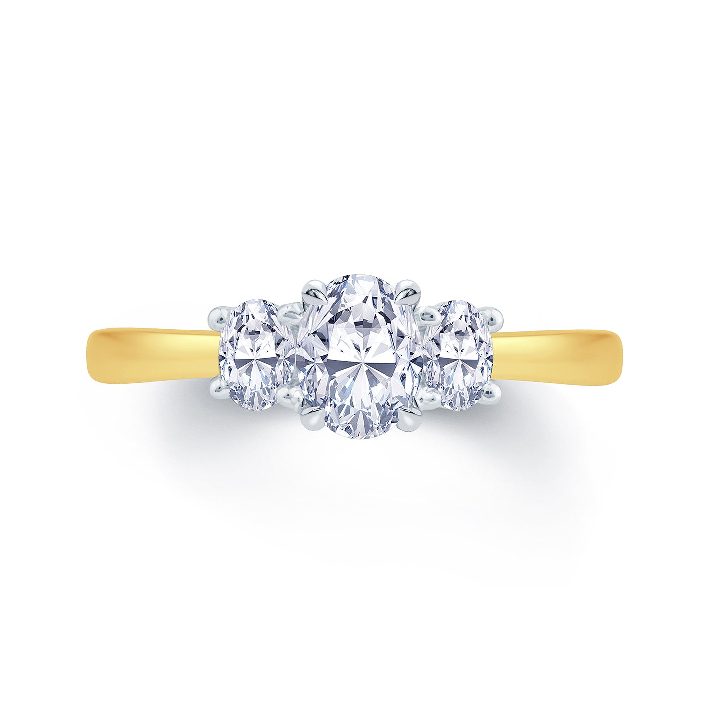 18ct Yellow Gold Oval Three-Stone Diamond Ring, 1.10ct