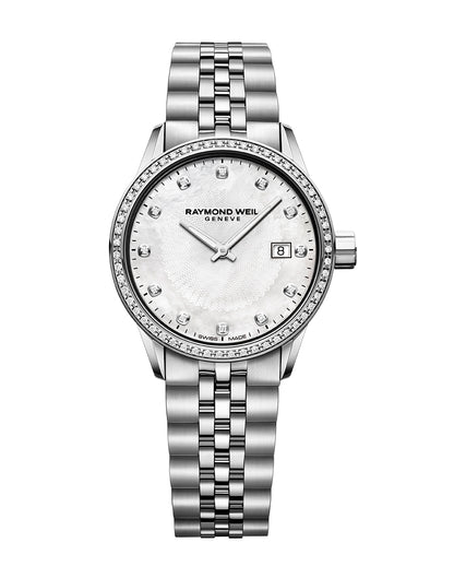 Raymond Weil 29mm Freelancer Mother of Pearl Diamond set Stainless Steel Watch