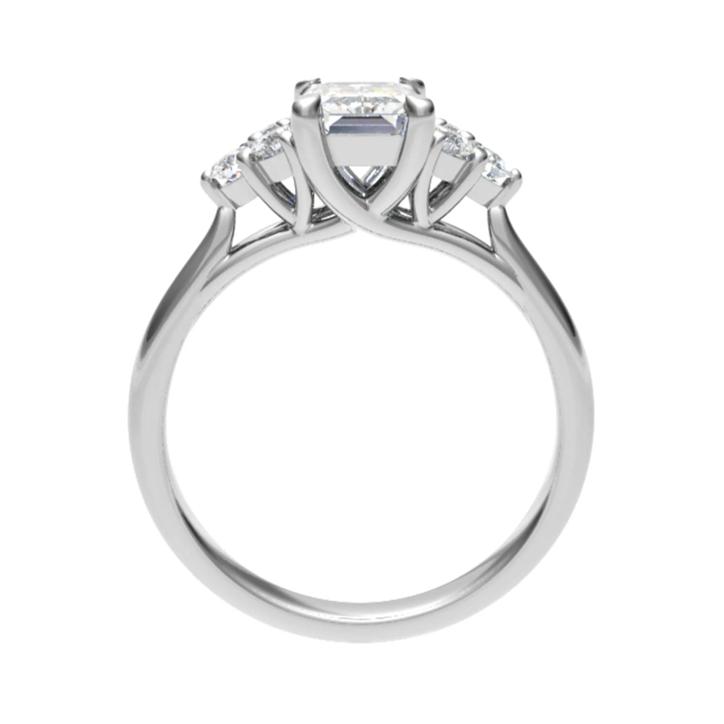 Laboratory Grown Diamond, Emerald & Brilliant Round Trefoil Diamond Ring, Platinum 1.12ct