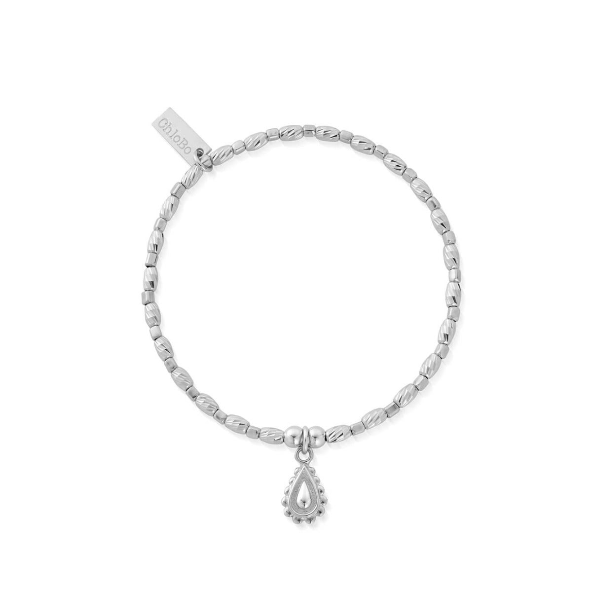 A image of the product ChloBo Sterling Silver Noodle & Ball Open Heart & Angel Wing Bracelet