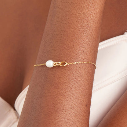 Ania Haie Yellow Gold Plated Pearl Link Bracelet