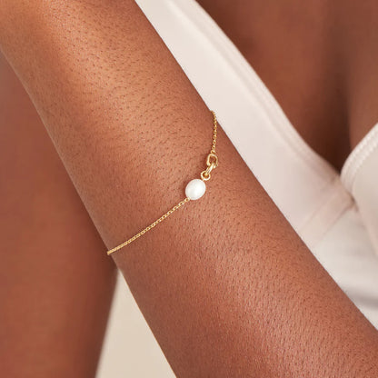 Ania Haie Yellow Gold Plated Pearl Link Bracelet