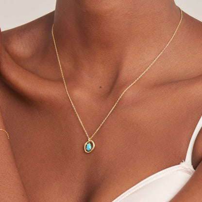 Ania Haie Yellow Gold Turquoise Wave Pendant Necklace