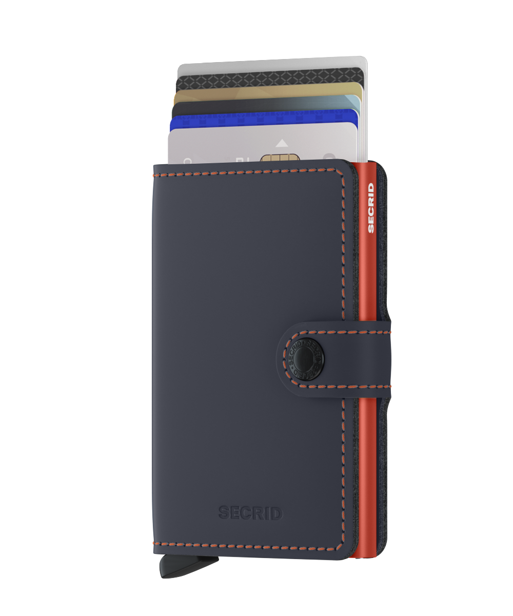 SECRID Matte Blue and Orange Mini Wallet Front cards
