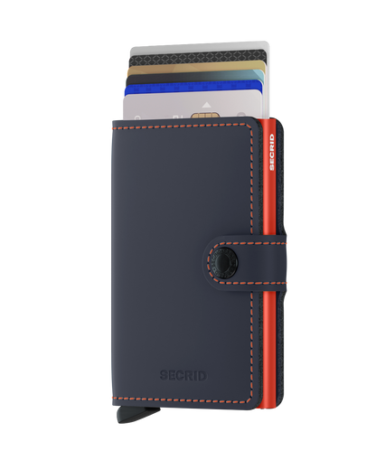 SECRID Matte Blue and Orange Mini Wallet Front cards