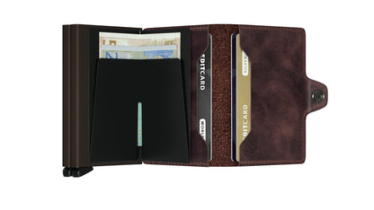 SECRID Vintage Chocolate Twin Wallet Open view