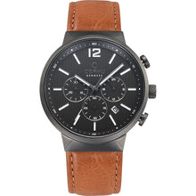 Load image into Gallery viewer, Obaku 42mm STORM - GUNTAN Black Chronograph Leather Strap Watch Front view