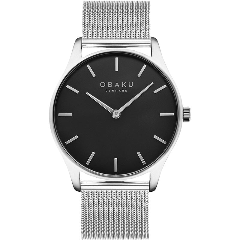 Obaku 40mm TANG - ONXY Stainless Steel Mesh Watch