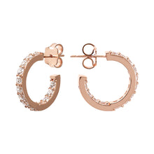 Load image into Gallery viewer, Bronzallure 18ct Rose Gold Plated Altissima CZ Hoop Stud Earrings