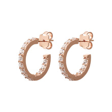 Load image into Gallery viewer, Bronzallure 18ct Rose Gold Plated Altissima CZ Hoop Stud Earrings