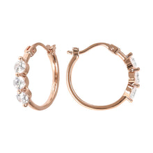 Load image into Gallery viewer, Bronzallure 18ct Rose Gold Plated Altissima CZ Hoop Earrings