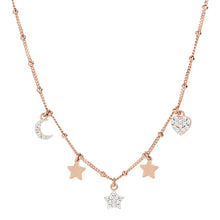 Load image into Gallery viewer, Bronzallure 18ct Rose Gold Plated Miss Heart Moon &amp; Star CZ Necklace