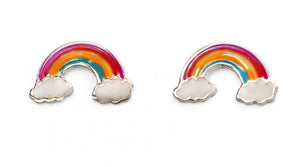 Sterling Silver Cute Enamel Rainbow Stud Earrings