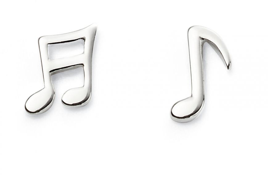 Sterling Silver Children's Music Note Stud Earrings