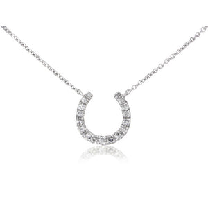 9ct White Gold Horseshoe Diamond Pavé Necklace