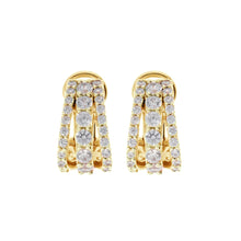 Load image into Gallery viewer, Bronzallure 18ct Altissima Yellow Plate Three Row CZ Earrings