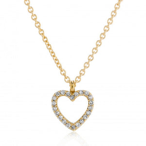 9ct Yellow Gold Open Heart Diamond Set Necklace, 0.08ct