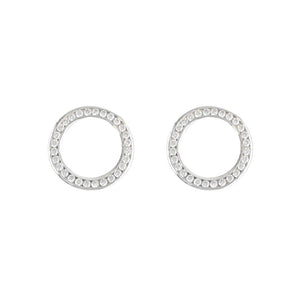 Sterling Silver Circle of Life Channel Set CZ Stud Earrings Media 1 of 1