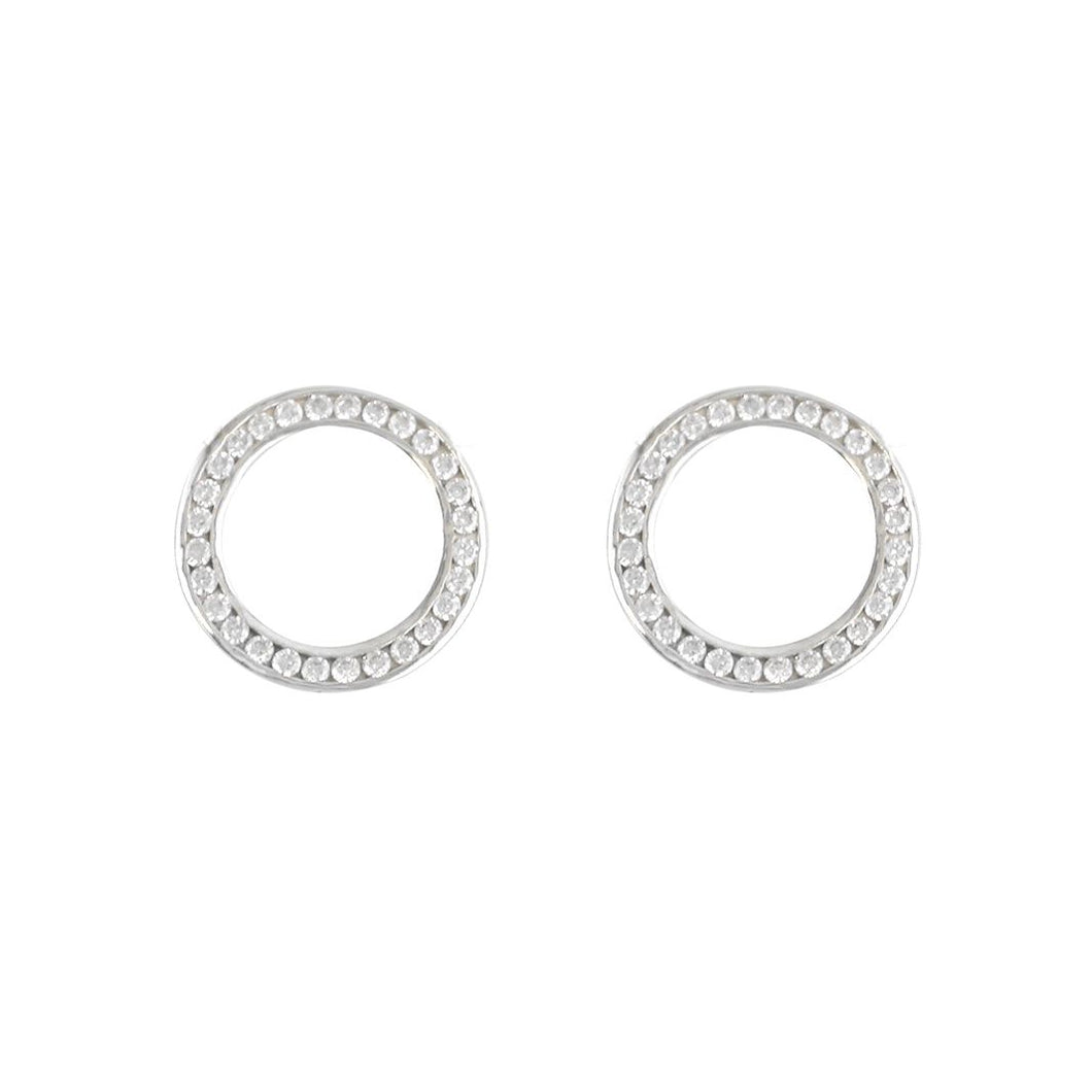 Sterling Silver Circle of Life Channel Set CZ Stud Earrings Media 1 of 1