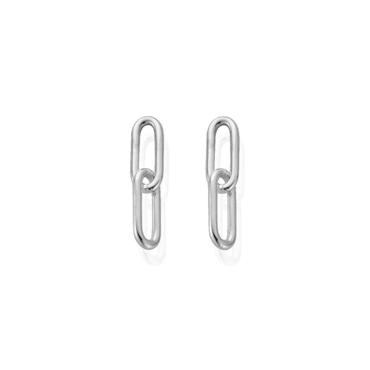 ChloBo Sterling Silver Medium Drop Link Stud Earrings