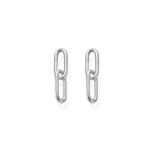 ChloBo Sterling Silver Medium Drop Link Stud Earrings