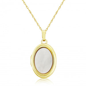 9ct Yellow Gold Mother of Pearl Oval Locket Necklace